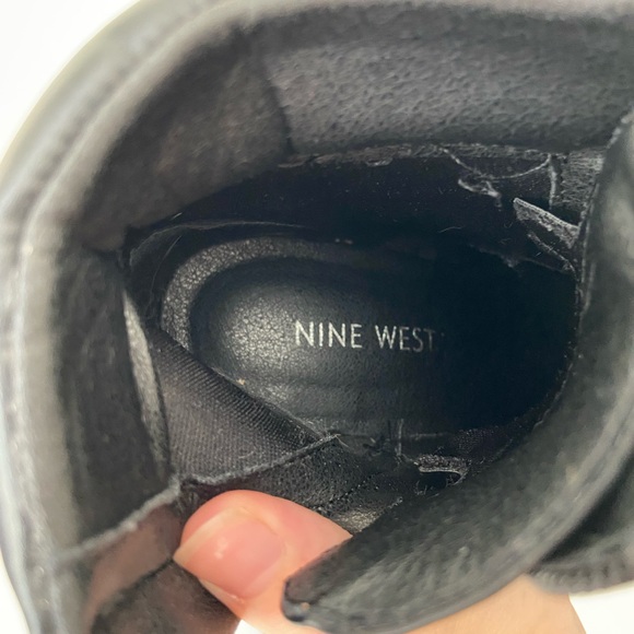 NWOT | Nine West women’s faux leather lace up combat zip boots wedge chunk heel - Picture 6 of 7